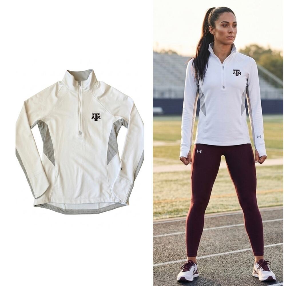 Under Armour Texas A&M Aggies ColdGear 1/2 Zip Pullover White Medium
